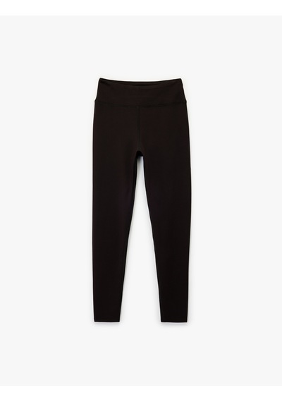 Koton Yüksek Bel Skinny Fit İnterlok Dikiş Detaylı Spor Tayt Siyah 6wak40046nk SiYAH