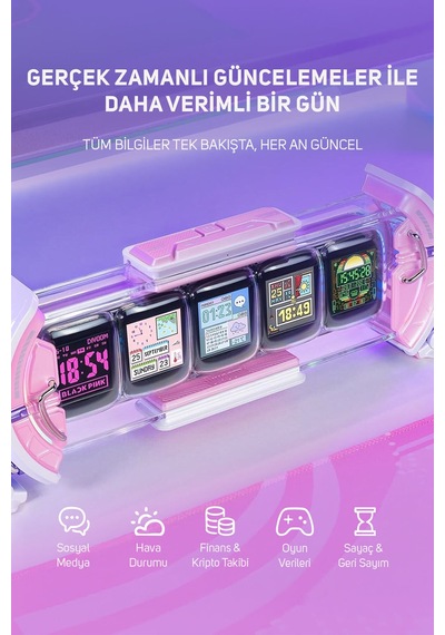 Divoom Timesgate 5 Ekranlı Rgb Işıklı Akıllı Dijital Saat, Youtuber Ve Oyuncu Wifi Bağlantılı App Ko