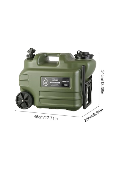 Madfox Galon Air Pe Tekerlekli Musluklu Su Bidonu 28 Litre Green Yeşil