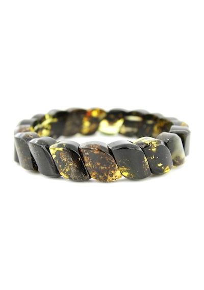 Kehribar Bileklik Özel Fosilli Roleks Tasarım Ambergold Blk23-41 Çok Renkli