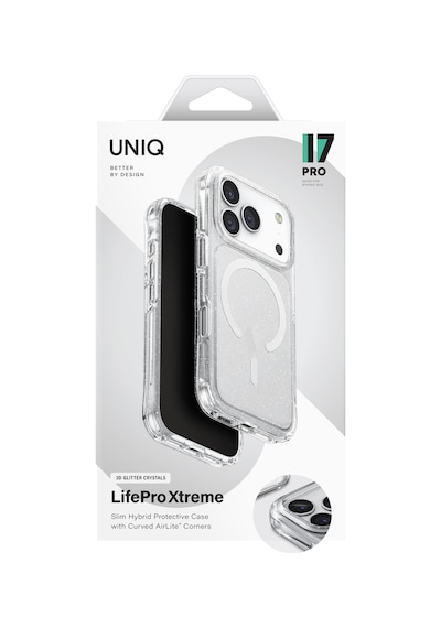 Apple Uyumlu iPhone 17 Pro Kılıf Lifepro Xtreme Airlite Köşe Teknolojisi Magsafe Kapak Simli