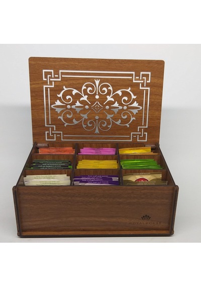 Ahşap Çay Kutusu Tea Box 9 Bölmeli Cvz 72 Adet Bitki Çayı Dahil Çok Renkli