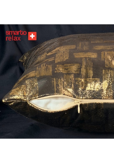 Smarto Relax Siyah Gold Dekoratif Dolgulu Kırlent 45 45 Cm Siyah - Altın
