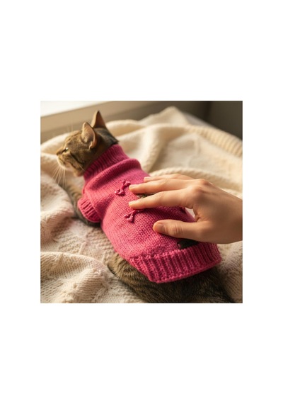 Kedi Ve Köpek İçin Tavşan Motifli Pembe Kazak