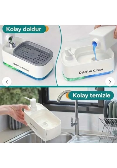Arvale 2 Si 1 Arada Sabunluk Ve Otomatik Bulaşık Sünger Detarjanlığı Basmalı Detarjanlık Çok Renkli