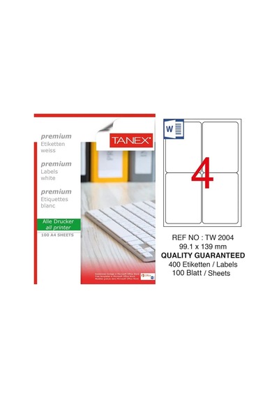 Tanex Tw-2004 Kuşe Laser Etiket 99.1 x 139 mm