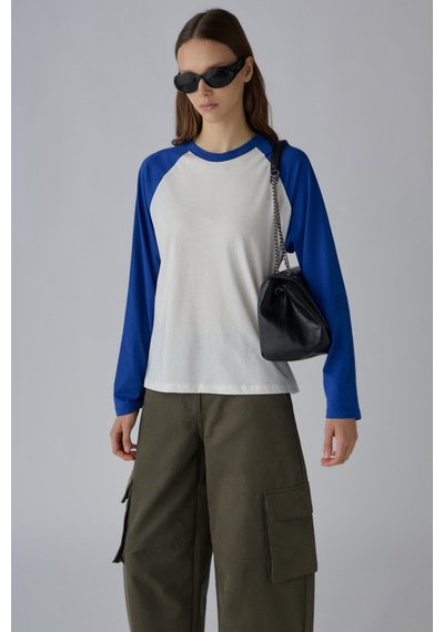 Suud Collection Mavi Reglan Çift Renk Tişört