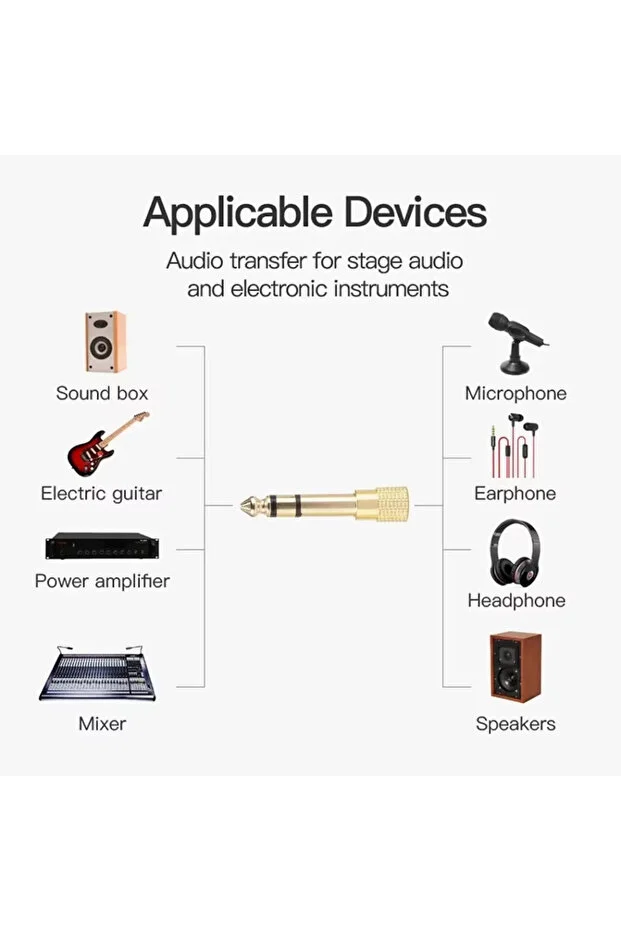 6.35mm Mikrofon Amplifikatör Kulaklık İçin 3.5mm Jack Stereo Aux Ses Dönüştürücü Gitar Enstrüman