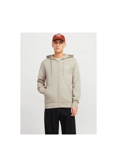 Jack & Jones Jack&jones 12265177 Jjecorp Logo Sweat Zıp Hood Moonbeam Sweat Bej