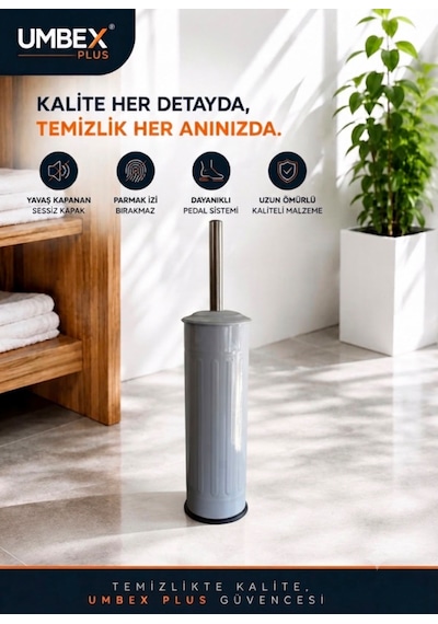 Wıntage Grı Wc Fırçası Tuvalet Fırcası Krom Kaplama Gri