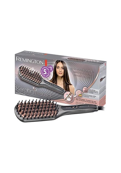 Saç Düzleştirici Keratin Protect 2'si 1 Arada Düzleştirici Ve Saç Fırçası, Yağı İle Zenginleştirilmiş Keratin Seramik Kaplama, Dijital Ekran, 150-230 C Cb7480