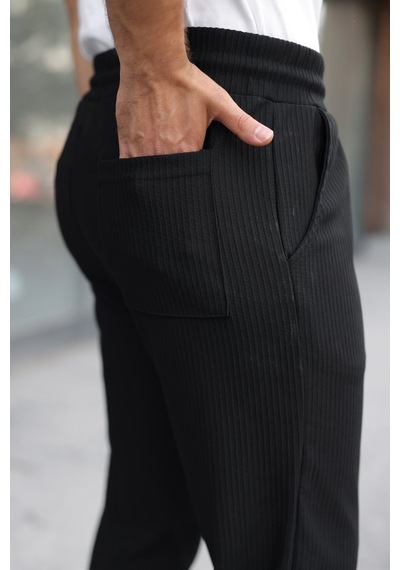 Etiler Collection Erkek Fitilli Beli Lastikli Rahat Pantolon Siyah Etiler Collection Erkek Fitilli Beli Lastikli Rahat Pantolon Siyah