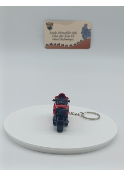 Süpersport Motosiklet Metal Anahtarlık Kırmızı - Diecast Yarış Motoru Figürü