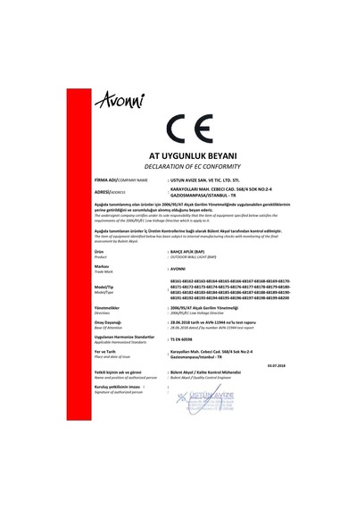 Avonnı Bap-68175-bsy-m2 Siyah Elektrostatik Toz Boyalı Dış Mekan Aydınlatma, E27, Abs, Cam, 25x20cm Sku: Smgstkb40338136f