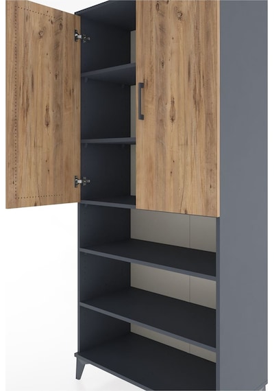 Hyperion Dolap 5 Raflı 2 Kapaklı 88x44x195 Antrasit-çam Antrasit