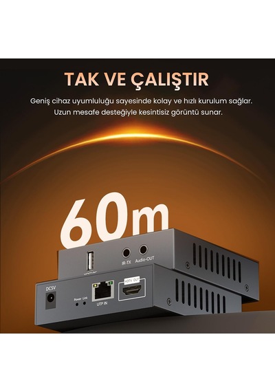 Lexroo 1080p Full Hd 60hz Hdmı Kvm Extender 60 Metre Cat5e/6 Hdmı Menzil Genişletici Uzatıcı