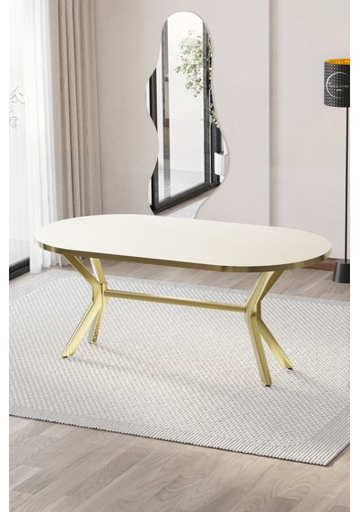 Casse Mutfak Masası Oval Gold Krem