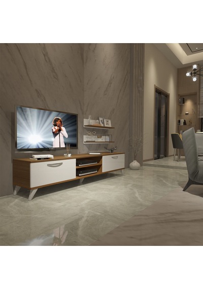 Decoraktiv Eko 4 Mdf Dvd Retro Tv Ünitesi Tv Sehpası Ceviz - Beyaz
