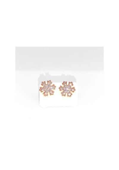 Oriental Kuyumculuk Jewellery Rose Taşlı Kar Tanesi Gümüş Küpe Rose