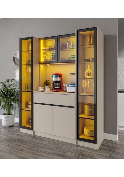 Lora Maxi Kum Beji Komple Mdf Led Aydınlatmalı Kahve Köşesi