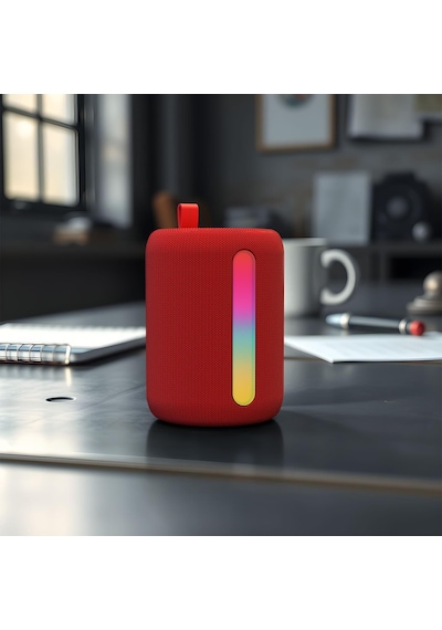 Polosmart Pbs228 Işıklı Taşınabilir Kablosuz Bluetooth Speaker Hoparlör 1200 Mah Kırmızı
