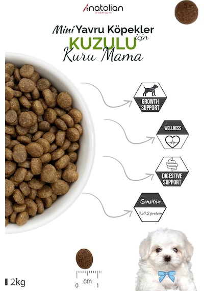 Anatolian Premium Mini Puppy Kuzu Etli Küçük Irk Yavru Köpek Maması 2 KG