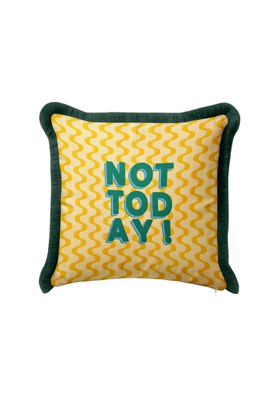 Retro Dalgalı Not Today Saçaklı Yastık Kılıfı - Yazı Temalı Sarı Krem Yeşil Püsküllü Kırlent Kılıfı Serin Yörünge Opal Retro Dalgalı Not Today Saçaklı Yastık Kılıfı - Yazı Temalı Sarı Krem Yeşil Püsküllü Kırlent Kılıfı Serin Yörünge Opal