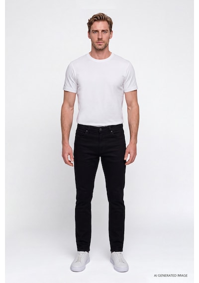 Ac&Co / Altınyıldız Classics Erkek Sıyah Pamuklu Comfort Fit Rahat Kesim 5 Cepli Esnek Rahat Jean Kot Denim Pantolon Siyah