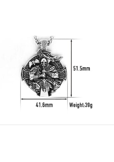 Paslanmaz Çelik Viking Savaşcı Odin Kolye - Viking Kolye Gümüş