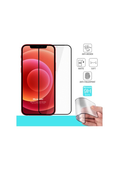 Microsonic Apple  Uyumlu iPhone 12 Mini Seramik Matte Flexible Ekran Koruyucu Siyah