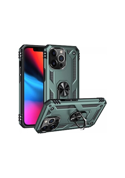 Apple İphone 13 Pro Max Kılıf Sofya Yüzüklü Silikon Kapak - Yeşil