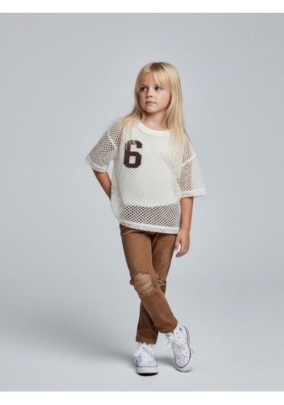 Zekids Kız Çocuk File Detaylı İç Bodyli İkili Bluz-17198 Krem