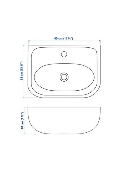 Ikea Skatsjön Lavabo, Beyaz, 45x35 Cm