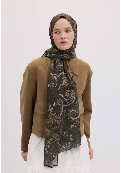 Freshscarfs Etnic Paisley Desen Şal Tozlu Kahve acı kahve