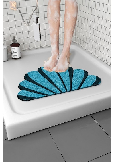 Deniz Kabuğu Banyo Paspası Kaymaz Taban Yumuşak Esnek Paspas Islak Zemin Hijyenik Paspas 40x60 Cm Mavi
