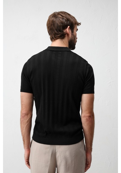 Antioch Dokulu Triko Erkek Polo T-shirt Siyah