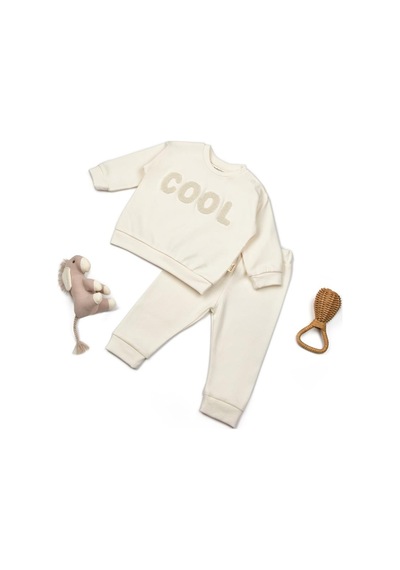 Babycosy Organic Wear Bebek Alt Üst Takım %95 Organik Pamuk - %5 Elastan, Bebek Yenidoğan - Csyr4517 Ekru
