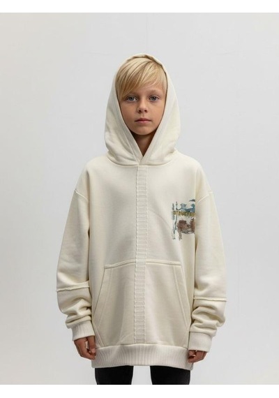Zekids Erkek Çocuk Triko Detaylı Sırt Baskılı Tasarım Sweatshirt-16627 Renkli