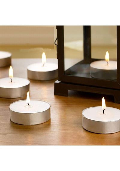 Kokusuz Tealight Mumlar - 100'lü Paket Tealight Mumlar - 4+ Saat Yanma Süresi - Avuç Mumu, Temiz Yanan Beyaz Adak Dum Çok Renkli