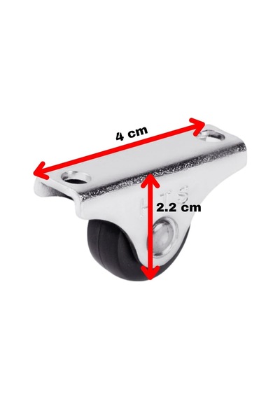 Mini Sabit Mobilya Tekerlekleri, Siyah, 4cm X 2.2cm, 15 Kg Taşıma Kapasitesi, 19mm Makara Çapı, Diğer