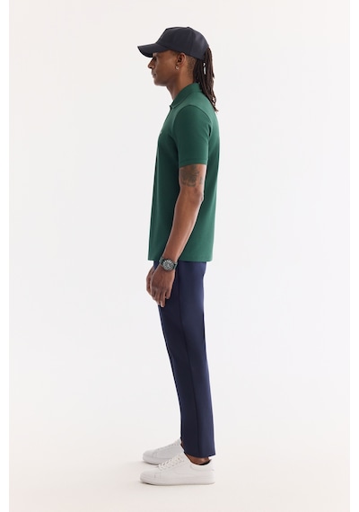 Avva Erkek Koyu Yeşil Kıvrılmaz Polo Yaka %100 Pamuk Basic T-shirt B001032