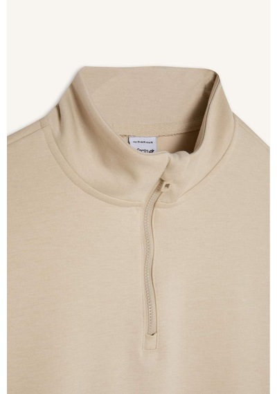 DeFactoFit Standart Fit Yarım Fermuarlı Skuba Dalgıç Kumaş Sporcu Sweatshirt D7120AX25SPBG700