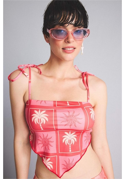 Defacto Regular Fıt Dijital Baskılı Mercan Bikini Üstü I2150ax26hsrd116 Kırmızı-rd116