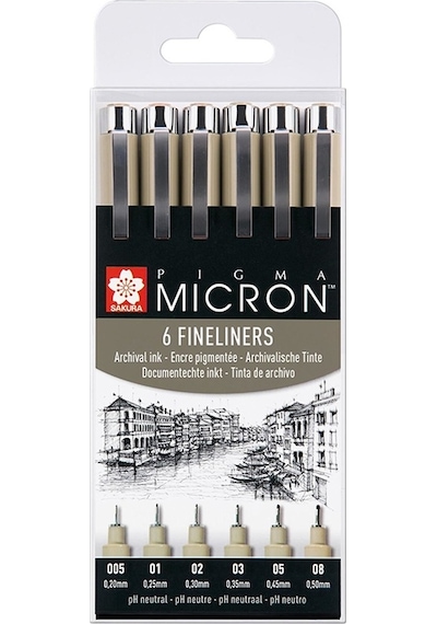 Sakura Pigma Micron Teknik Çizim Kalemi 6Lı Set