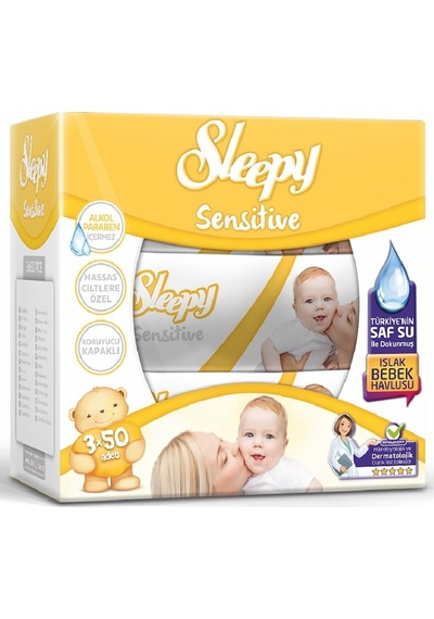 Sleepy Sensitive Islak Bebek Havlusu 50'li X 24 Lü Set Tekli