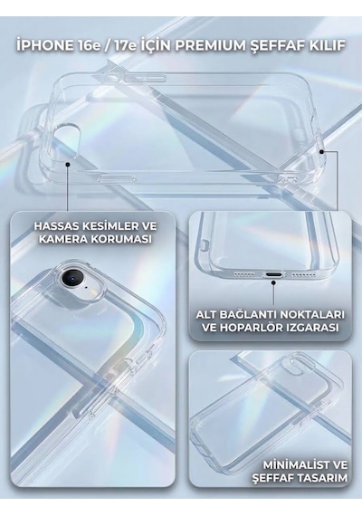 Iphone 17e Uyumlu Sert Şeffaf Sararmaz Kılıf