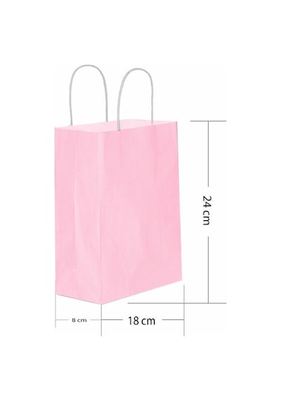 Pembe Kraft Çanta Küçük Boy 18x8x24 Cm 25 Adet