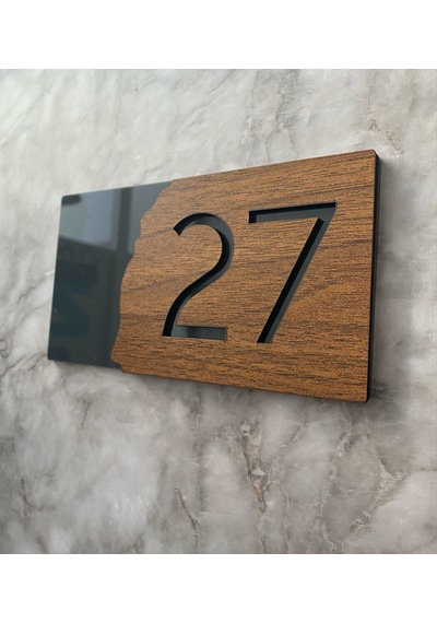 Lüx Wooden Serisi Pleksi Kapı Numarası