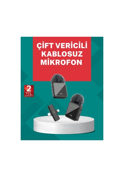 Profesyonel Ses Kayıtları İçin 2 Li Kablosuz Yaka Mikrofon Seti Renk Renk