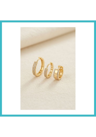 Bezos 3 Lü Set Gold Renk Halka Model Küpe Dfnbez